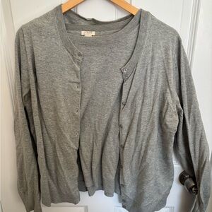 J. Crew Heather Gray Cardigan and Shell